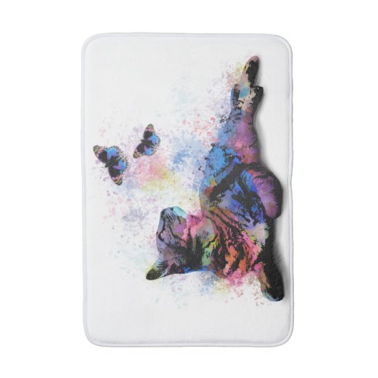 Cat 614 roze blauwe vlinder badmat (Voorkant Verticaal)