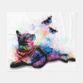 Cat 614 roze blauwe vlinder fleece deken (Voorkant (Horizontaal))