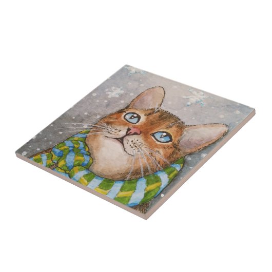 Cat 627 Wintersneeuw Tegeltje (Zijkant)