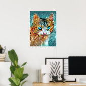 Cat 685 Turquoise Oranje Poster (Thuiskantoor)