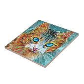 Cat 685 Turquoise Oranje Tegeltje (Zijkant)