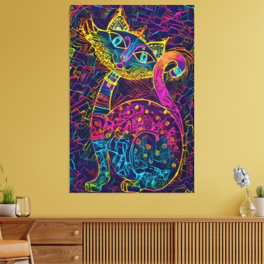 Cat 7 - Lucky no 7 Canvas Afdruk (Insitu (Woonkamer))