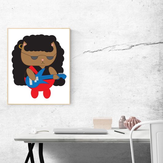 Cat 80s Heavy Metal Haarband Bassist Poster