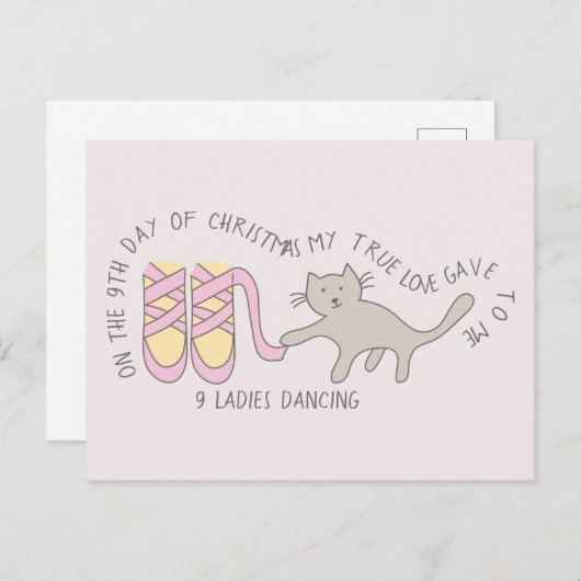 Cat 9th Day 9 Dames dansen kerst Briefkaart (Voorkant / Achterkant)
