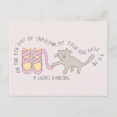 Cat 9th Day 9 Dames dansen kerst Briefkaart (Voorkant)