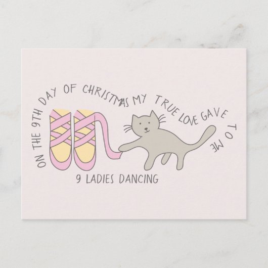 Cat 9th Day 9 Dames dansen kerst Briefkaart (Voorkant)