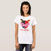 Cat Addicate Cute Black Rood Roze Naam Gepersonali T-shirt (Voorkant volledig)