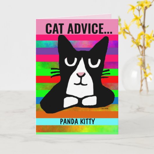 CAT ADVICE FUNNY PANDA KAT BIRTHDAY GREETING KAART (Gele Bloem)