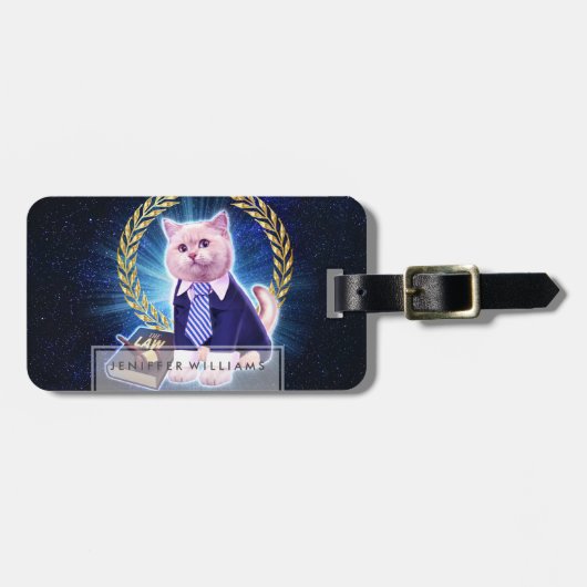 Cat advocate in de ruimte bagagelabel (Voorkant horizontaal)
