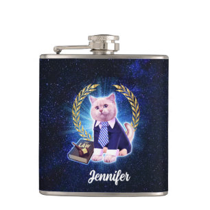 Cat advocate in de ruimte heupfles