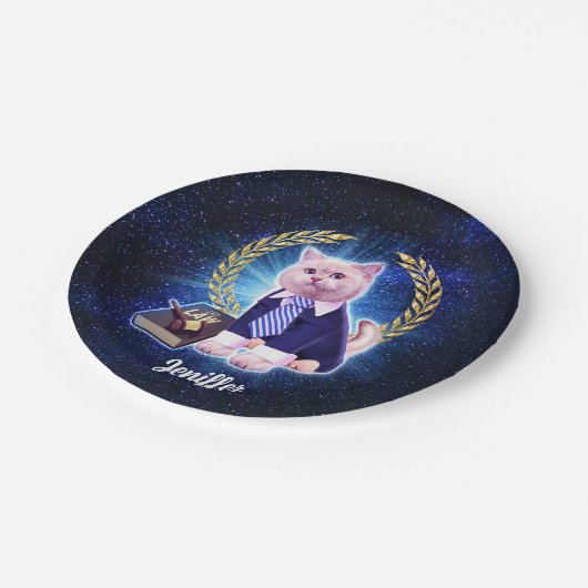 Cat advocate in de ruimte papieren bordje (Gekanteld)