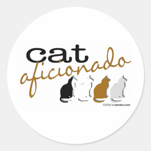 Cat Aficionado Ronde Sticker (Voorkant)