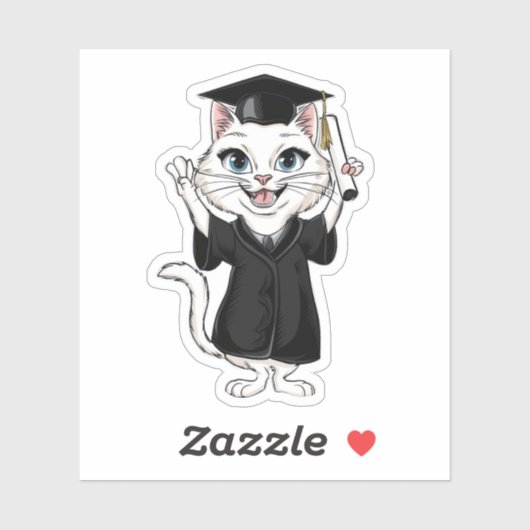 Cat Afstuderen Sticker (Vel)