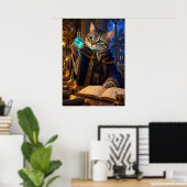 Cat Alchemist Fantasy Wizard Wall Art Poster (Thuiskantoor)