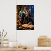 Cat Alchemist Fantasy Wizard Wall Art Poster (Keuken)