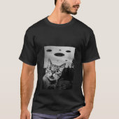 Cat Alien Invasion UFO's Grappige Weirdcore Esthet T-shirt (Voorkant)