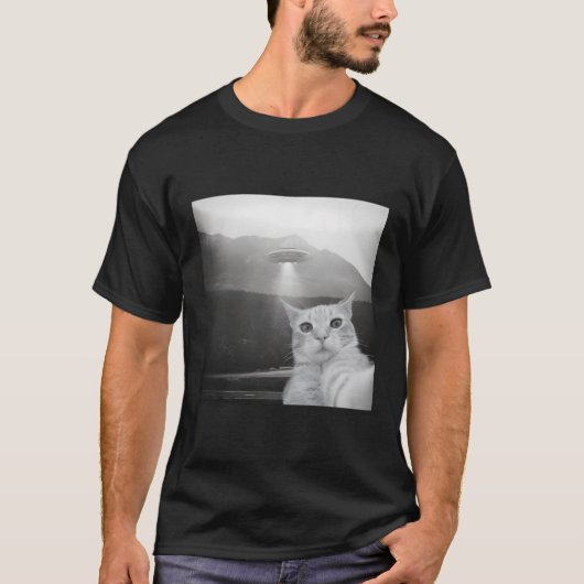 Cat Alien Ufo Selfie T-shirt (Voorkant)