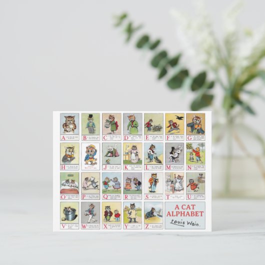 Cat Alphabet, Louis Wain Briefkaart (Staand voorkant)