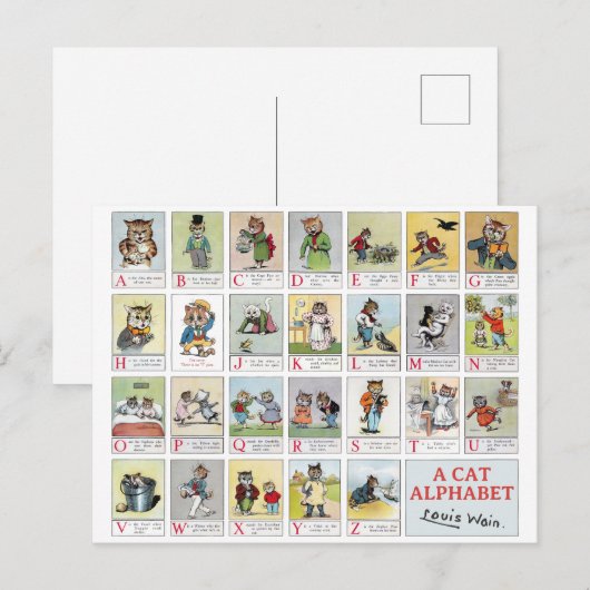 Cat Alphabet, Louis Wain Briefkaart (Voorkant / Achterkant)