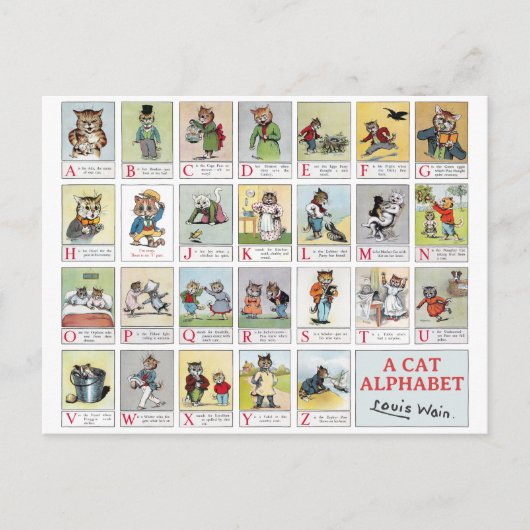 Cat Alphabet, Louis Wain Briefkaart (Voorkant)