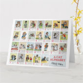 Cat Alphabet, Louis Wain Card Kaart (Gele Bloem)