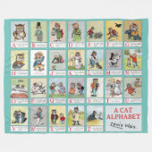 Cat Alphabet, Louis Wain Fleece Deken (Voorkant (Horizontaal))
