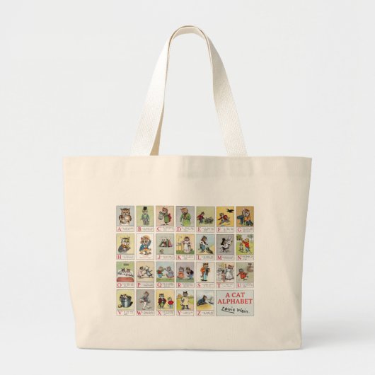 Cat Alphabet, Louis Wain Grote Tote Bag (Voorkant)