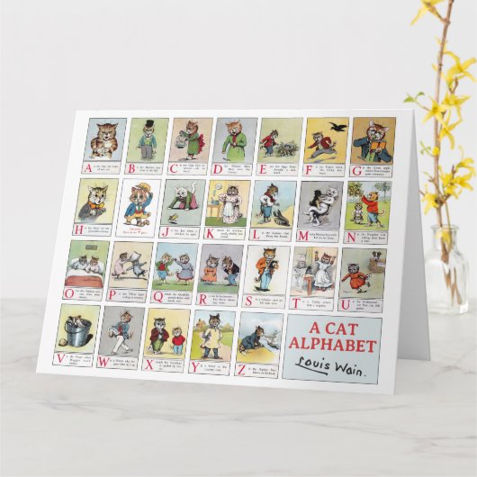 Cat Alphabet, Louis Wain Kaart (Gele Bloem)