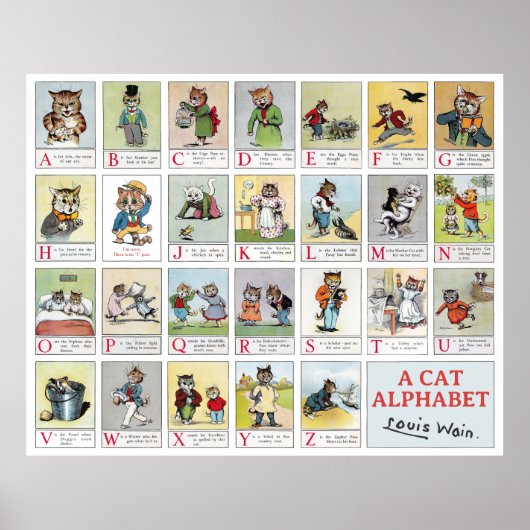 Cat Alphabet, Louis Wain Poster (Voorkant)