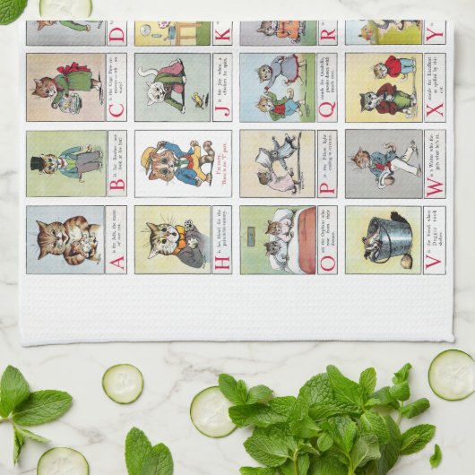 Cat Alphabet, Louis Wain Theedoek (Gevouwen)