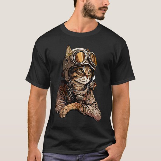 Cat als Pilot Cat Pilot Cat Kleurrijk Kat T-shirt (Voorkant)
