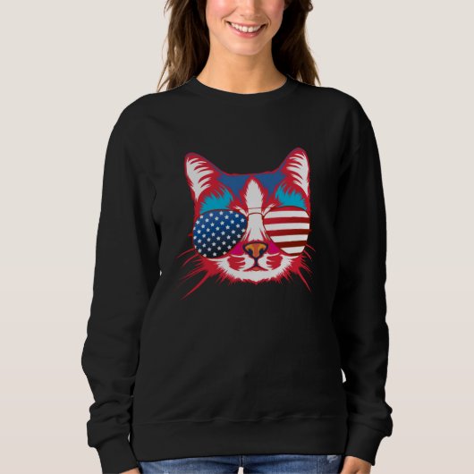 Cat  America Patriotic 4th July Independence Sungl Trui (Voorkant)