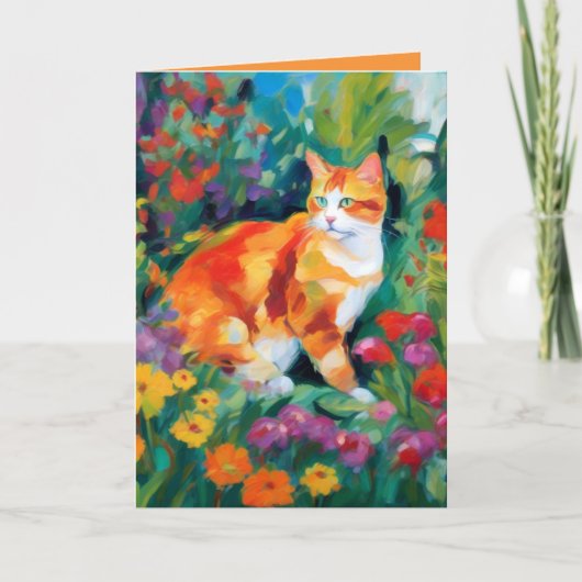  Cat amongst Flowers Greetings Card Kaart (Voorkant)