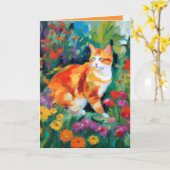  Cat amongst Flowers Greetings Card Kaart (Gele Bloem)