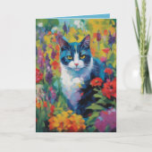 Cat amongst Flowers Greetings Card Kaart (Voorkant)