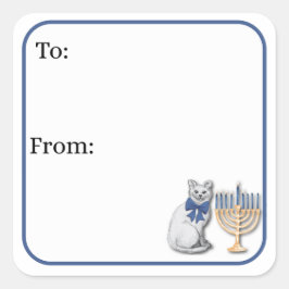 Cat and a Menorah Sticker