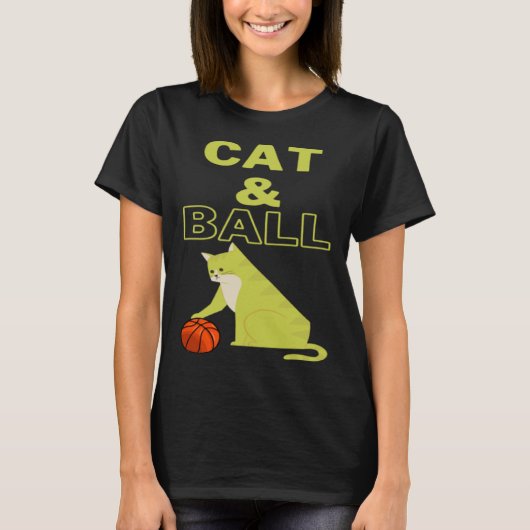 Cat and Ball cat holding a basketball with its paw T-shirt (Voorkant)