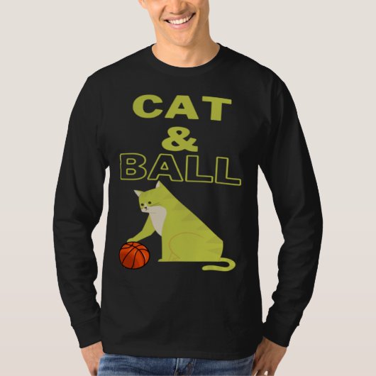Cat and Ball cat holding a basketball with its paw T-shirt (Voorkant)