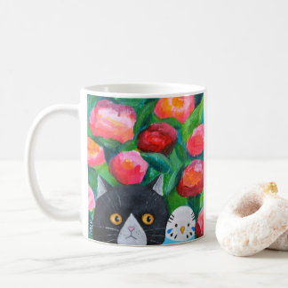 Cat and Blue budgie Schattige huisdier Lover Quirk Koffiemok