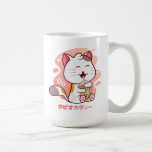 Cat and Boba Milk Tea Anime Kawaii Coffee Mok