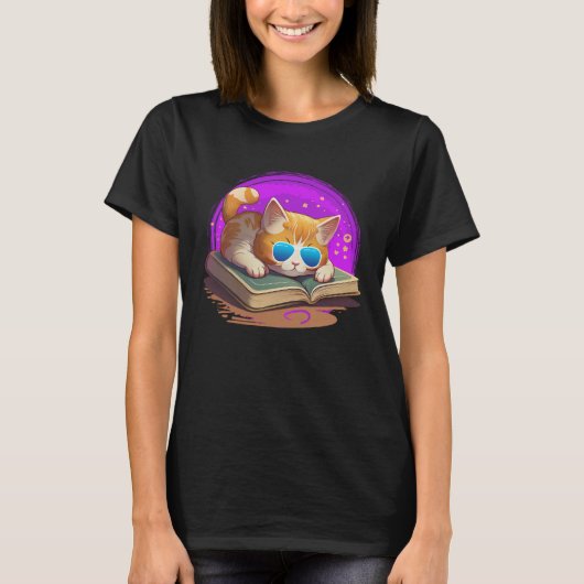 Cat  and Bookworm Book  Books and Cat fans T-shirt (Voorkant)