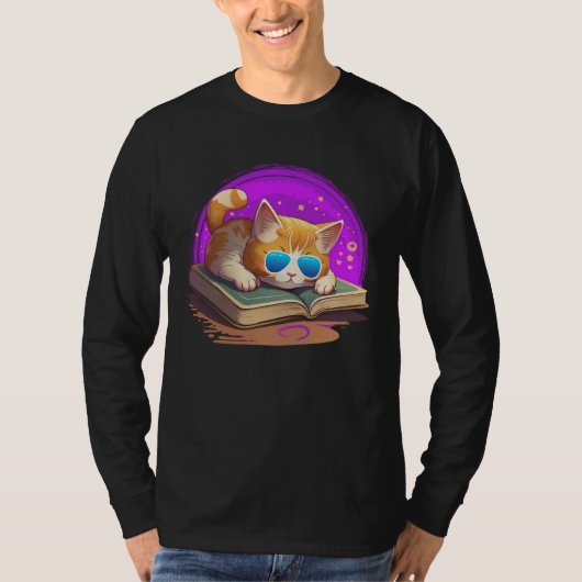 Cat  and Bookworm Book  Books and Cat fans T-shirt (Voorkant)