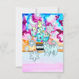 Cat and Cactus Christmas Card Kaart