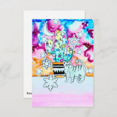 Cat and Cactus Christmas Card Kaart (Voorkant / Achterkant)