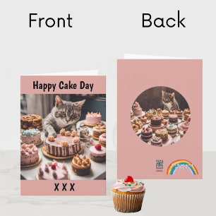 Cat and Cake Verjaardagsviering Schattigee Katten Kaart