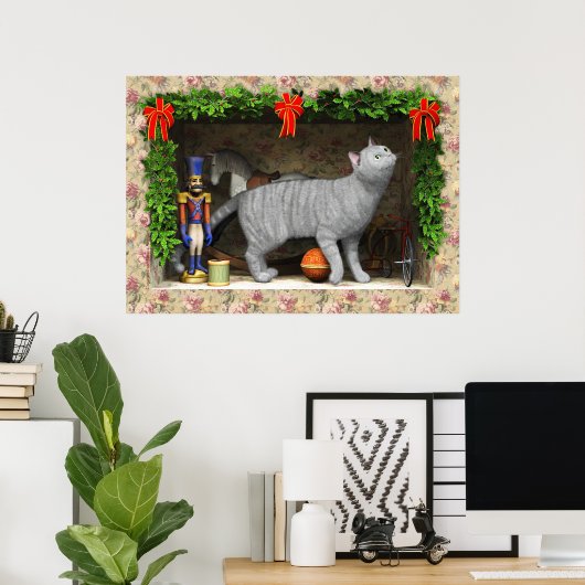 Cat and Christmas stuff Poster (Thuiskantoor)