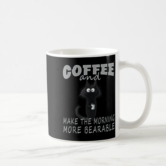 Cat And Coffee Tee Design, Funny-cat Morning Humor Koffiemok (Rechts)