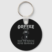 Cat And Coffee Tee Design, Funny-cat Morning Humor Sleutelhanger (Voorkant)