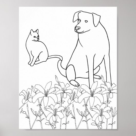 Cat and Dog beroemd gemaakt door Lily Flowers, Out Poster (Voorkant)