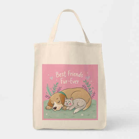 Cat and dog best friends forever tote bag (Voorkant)
